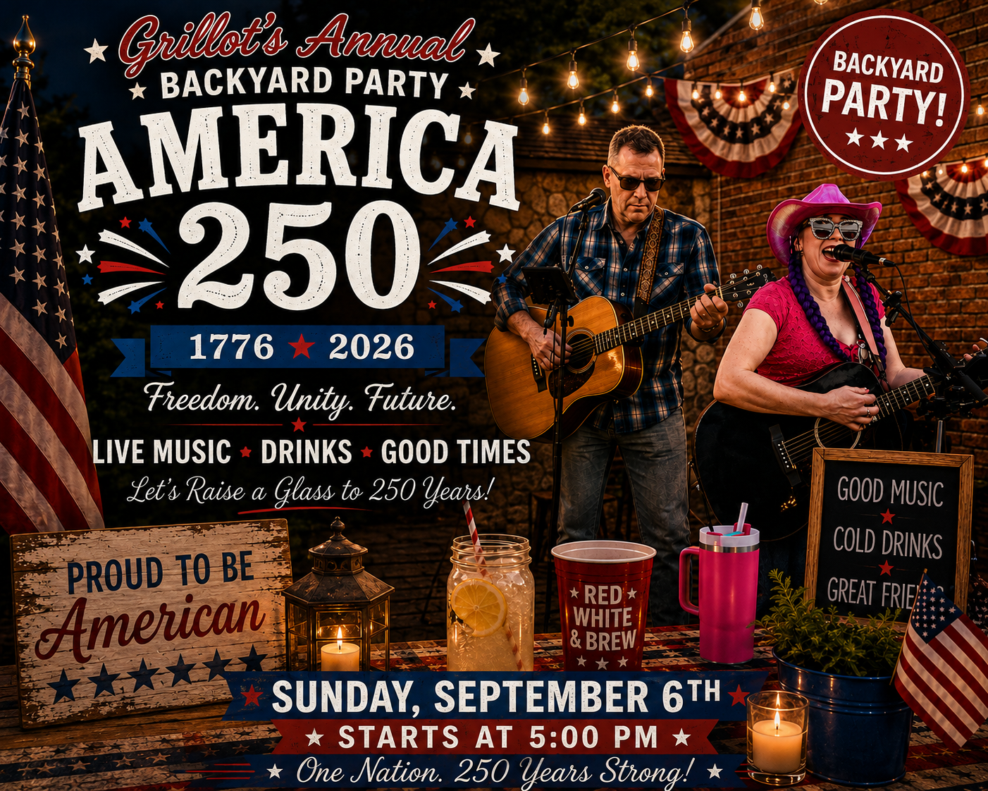 Grillot's Annual Backyard Party — America 250 flyer