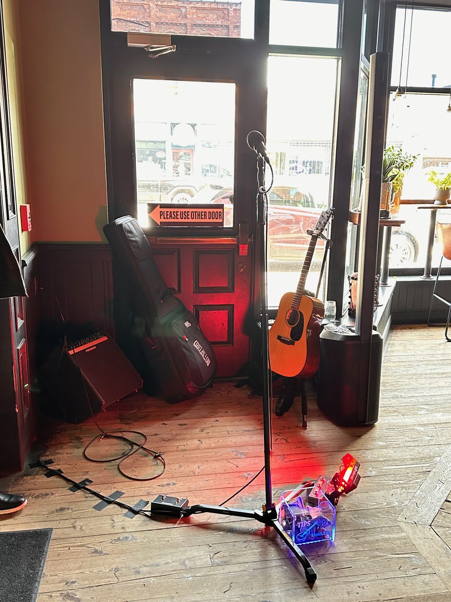 Intimate coffee house performance setup